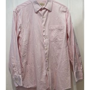 Tommy Bahama Button Up Shirt White Pink Long Sleeve Mens Size 15 1/2 32/33